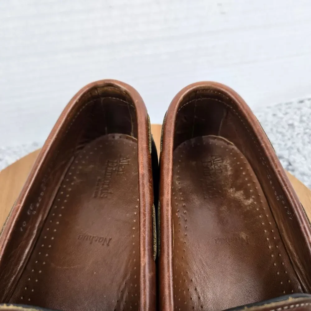 Allen Edmonds Men 10EE Wide Nashua Brown Black Two Tone Kiltie Tassel Loafer
